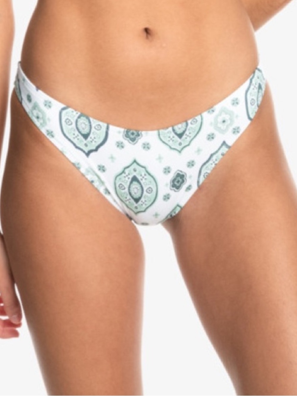 Quiksilver Small Bottoms Bikini Classic Hi Cut AOP Tile Bazaar Sea Pine NWT